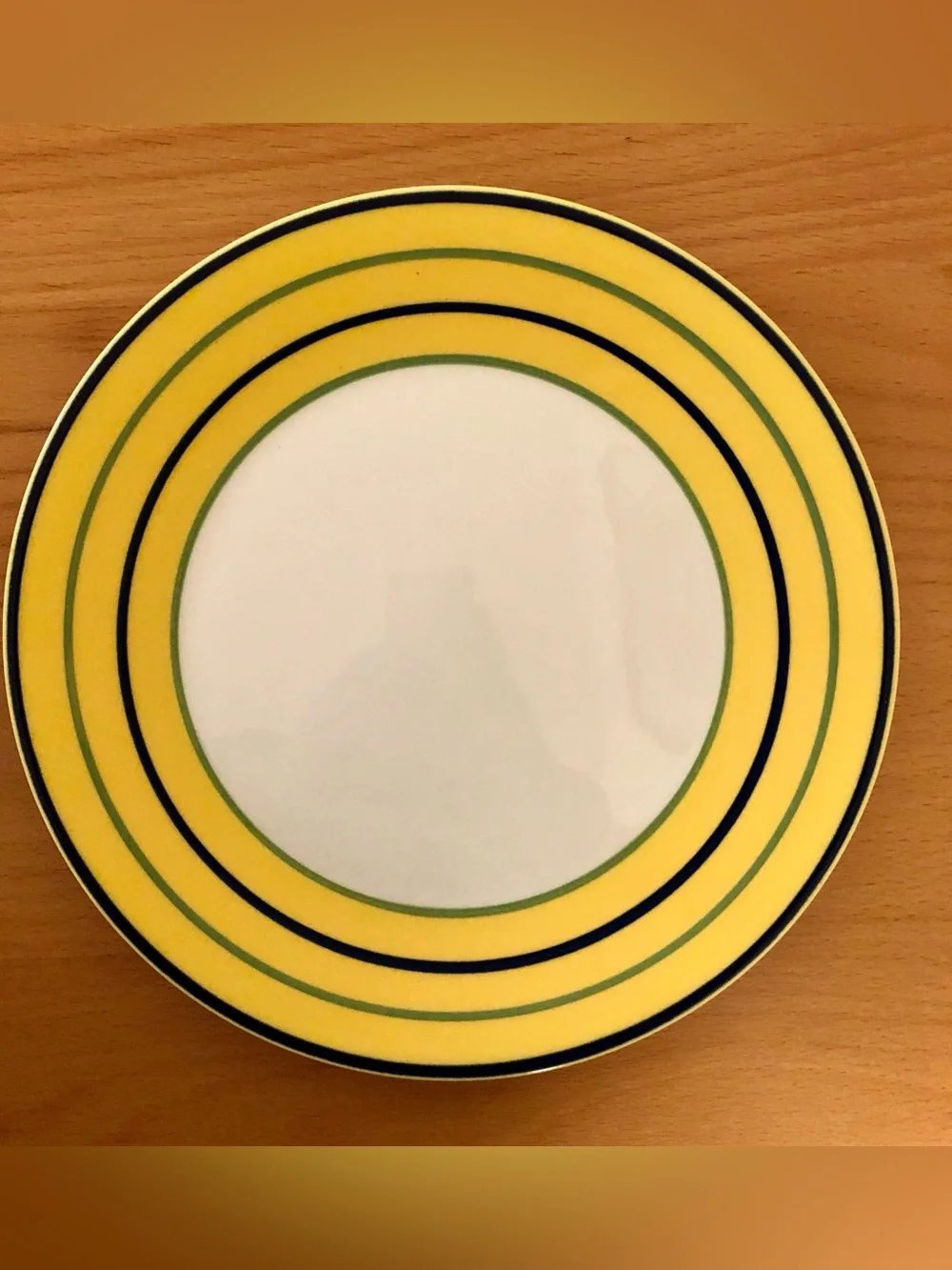 Yellow Stripe Ceramic Dinner Plates - Set of 3